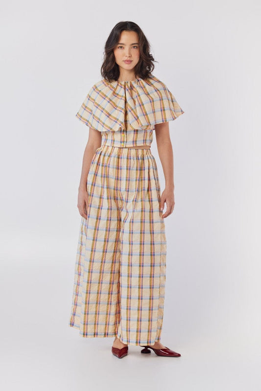 Izzy Cotton Blouse in Lemon Yellow Plaid Tops CHRISTINE ALCALAY