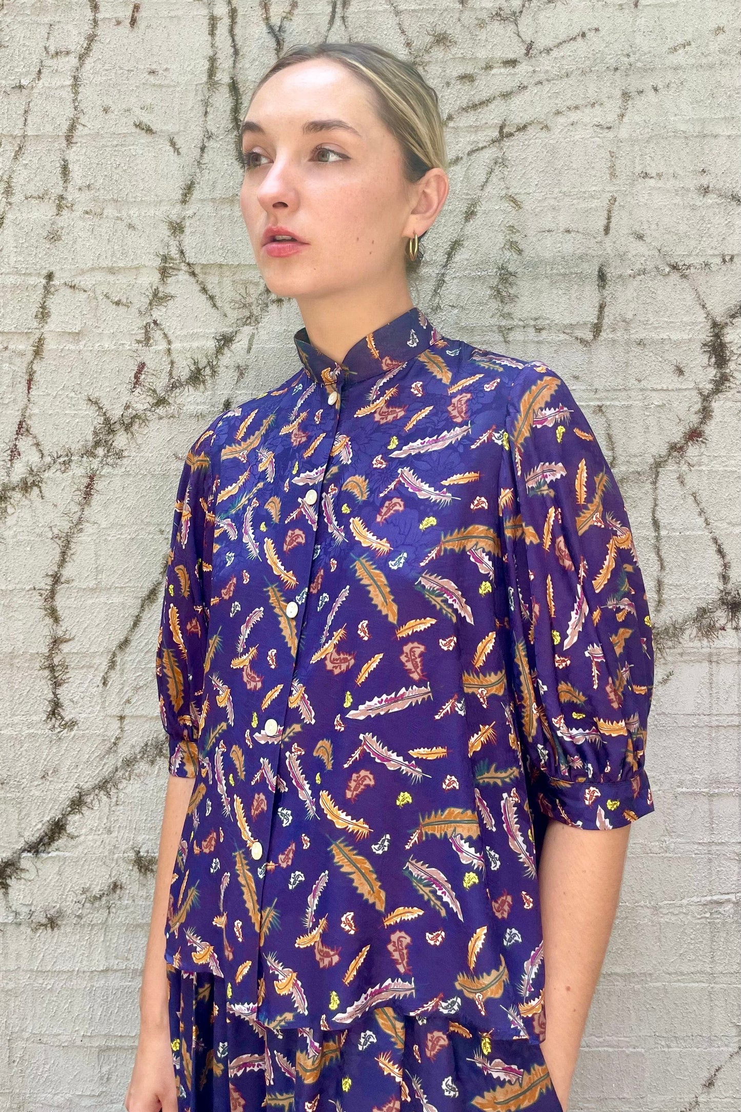 Livia Blouse in Feather Print Tops CHRISTINE ALCALAY