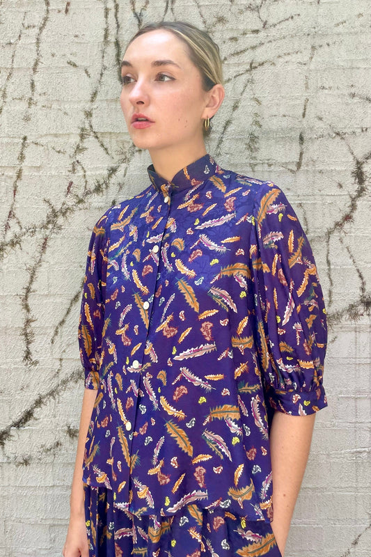 Livia Blouse in Feather Print Tops CHRISTINE ALCALAY