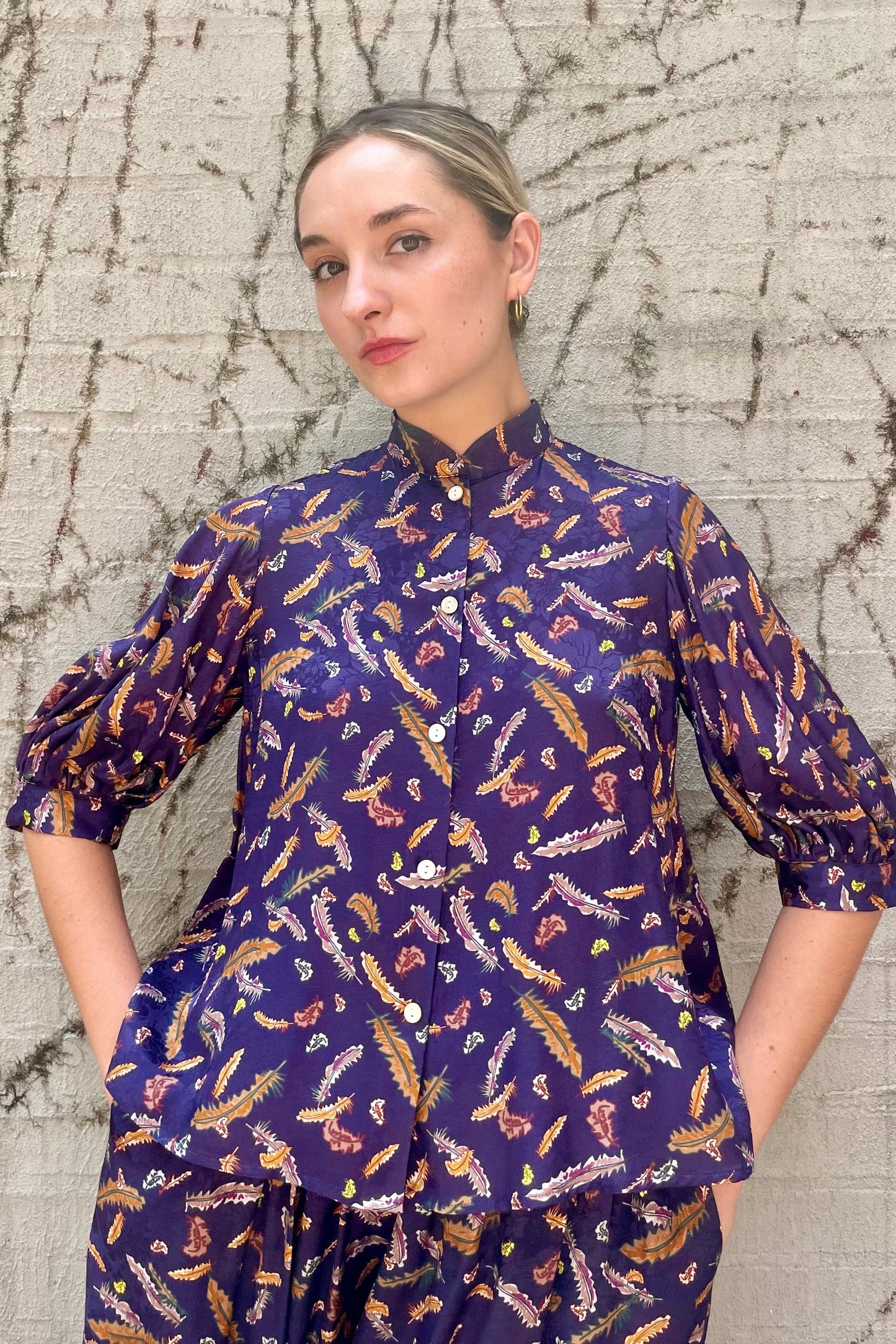 Livia Blouse in Feather Print Tops CHRISTINE ALCALAY