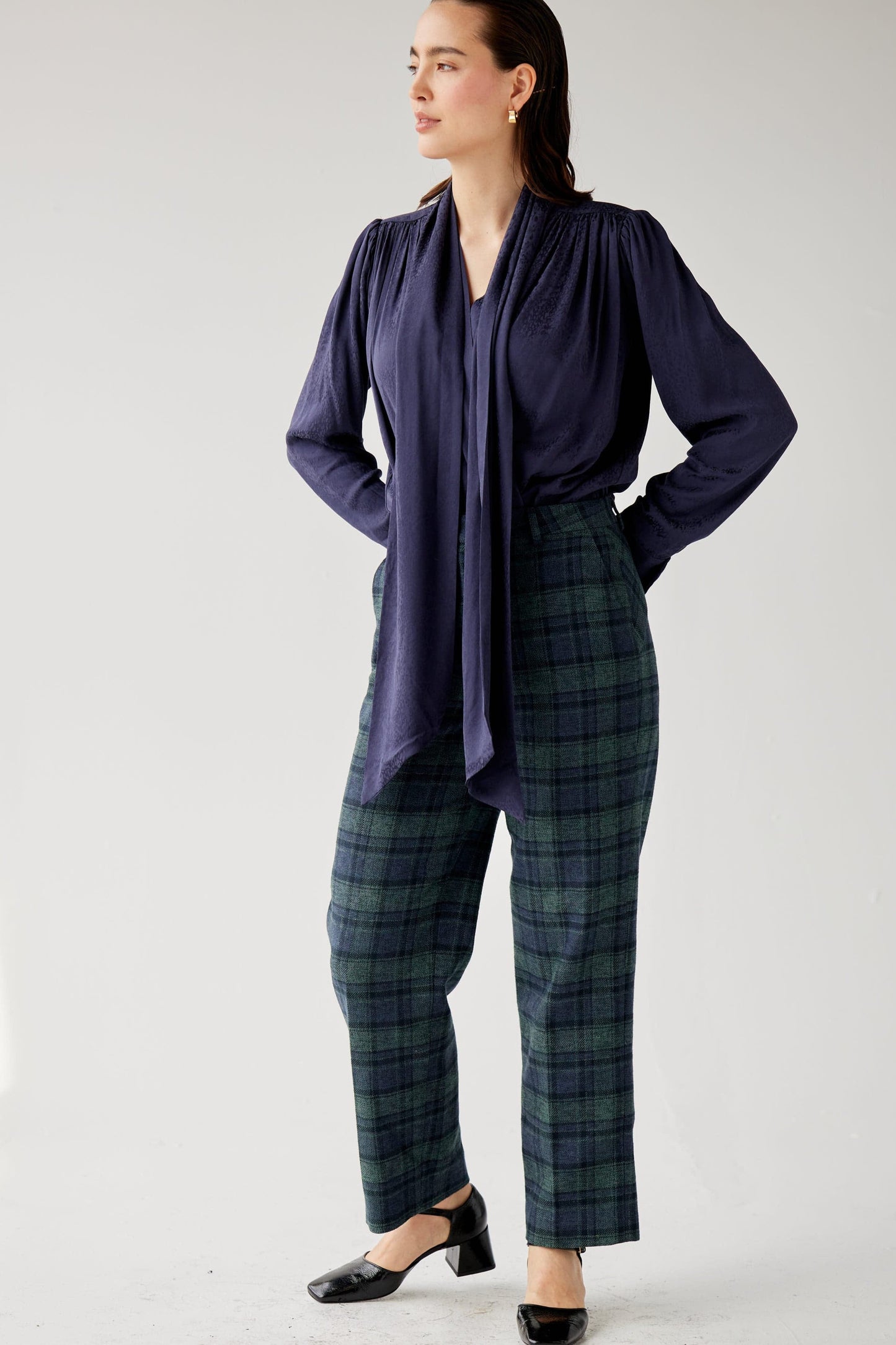 Racquelle Blouse in Leopard Jacquard Tops CHRISTINE ALCALAY Navy Extra Small