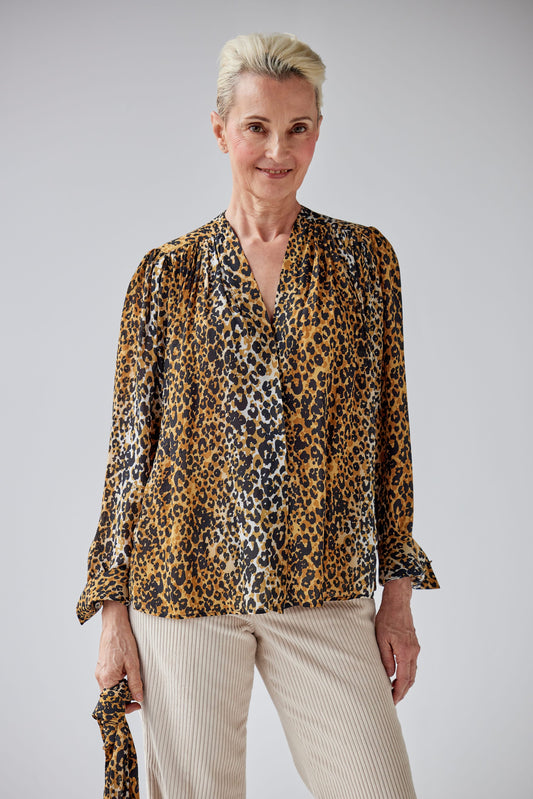 SAMPLE FW25 - Racquelle Blouse in Leopard Print Samples CHRISTINE ALCALAY