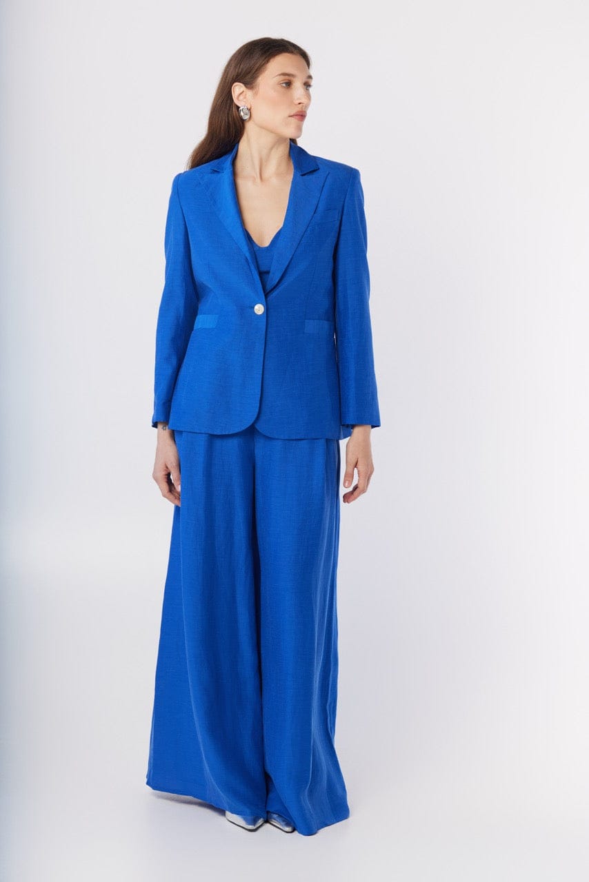 Sophie Top in Lapis Blue Cupro Linen Tops CHRISTINE ALCALAY