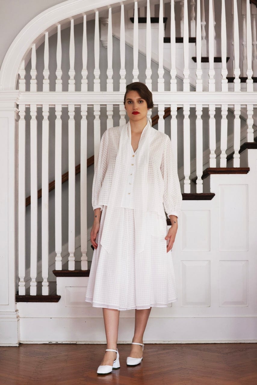 Trish Blouse in Sheer Cotton Windowpane Tops CHRISTINE ALCALAY