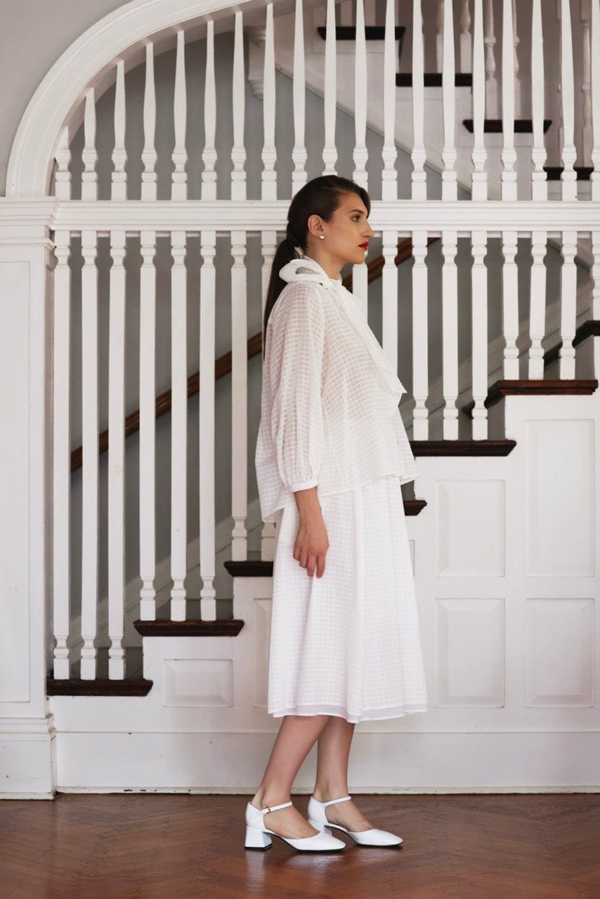 Trish Blouse in Sheer Cotton Windowpane Tops CHRISTINE ALCALAY
