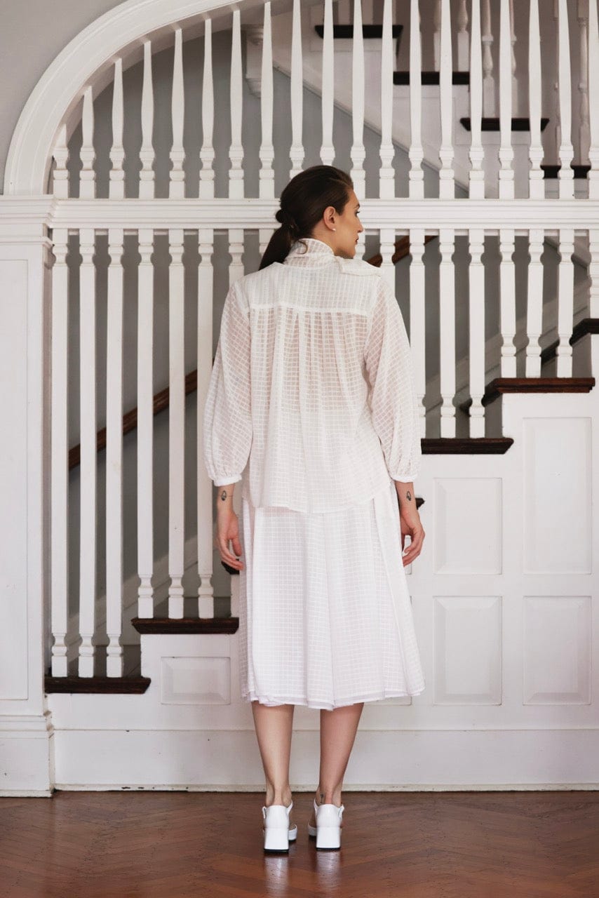 SAMPLE SS25 - Trish Blouse in Sheer Cotton Windowpane Samples CHRISTINE ALCALAY