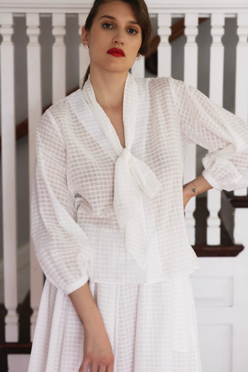 Trish Blouse in Sheer Cotton Windowpane Tops CHRISTINE ALCALAY