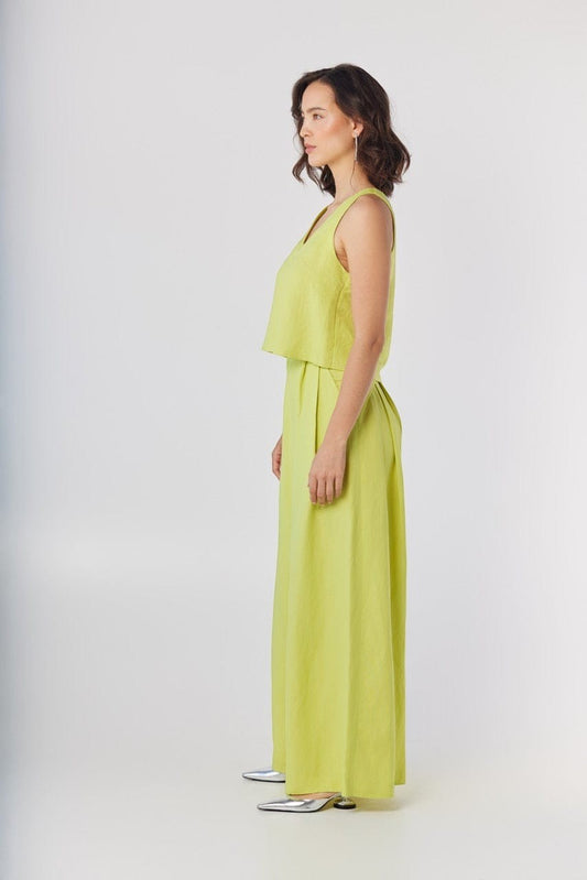 Viviane Linen Blouse in Lemongrass Tops CHRISTINE ALCALAY