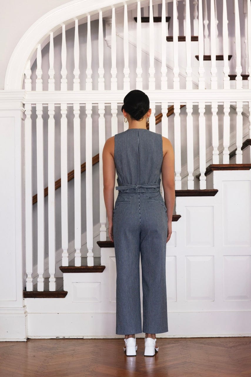 SAMPLE SS25 - Annie Vest in Striped Denim Samples CHRISTINE ALCALAY