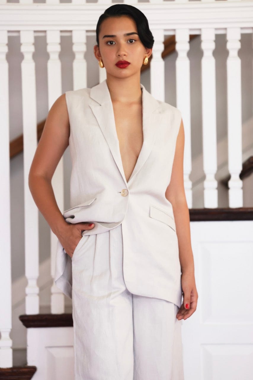 Candice Vest in Linen Blend Vests CHRISTINE ALCALAY - 10
