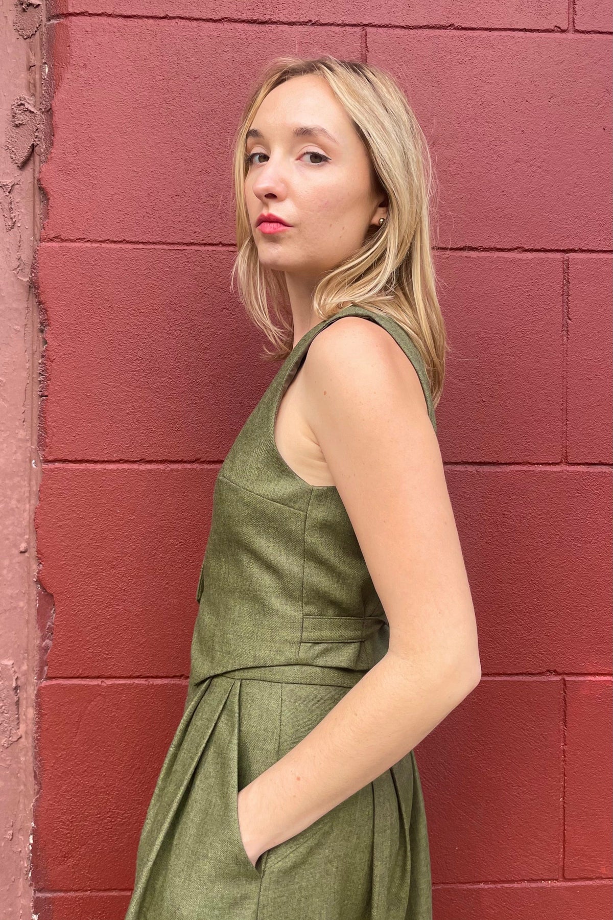 Diane Wool Vest in Olive Vests CHRISTINE ALCALAY - 4