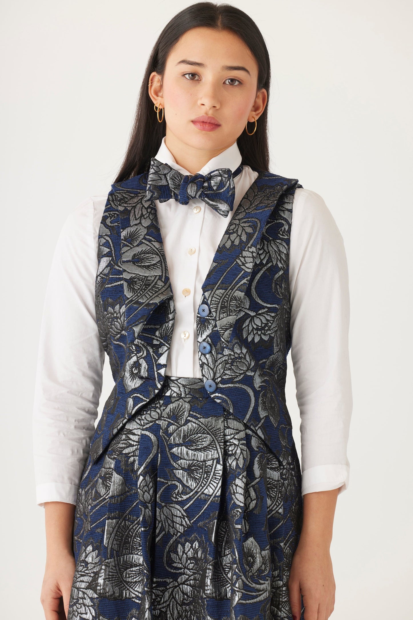 Audrey Collared Vest in Brocade Tops CHRISTINE ALCALAY