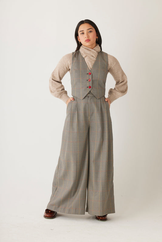 Diane Vest in Tropical Wool Plaid Tops CHRISTINE ALCALAY Tropical Plaid Extra Small