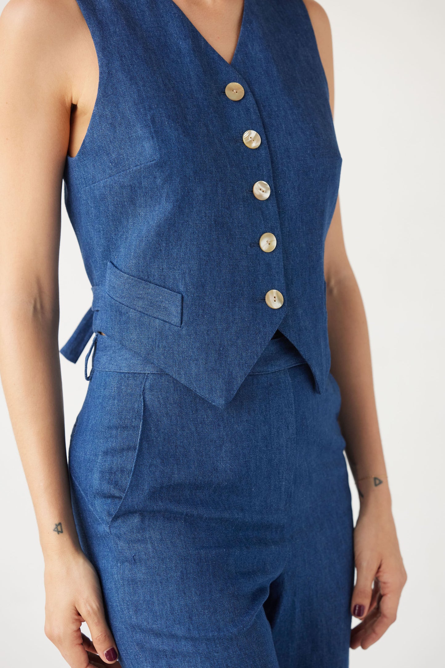 Annie Vest in Soft Denim Vests CHRISTINE ALCALAY