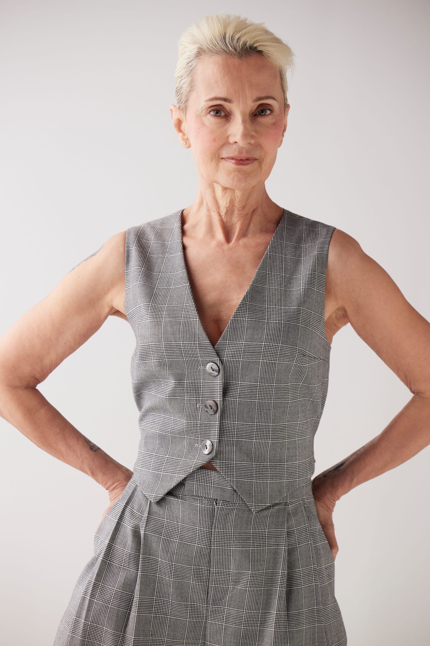 Diane Vest in Black Plaid Tropical Wool Vests CHRISTINE ALCALAY Black Plaid Extra Small