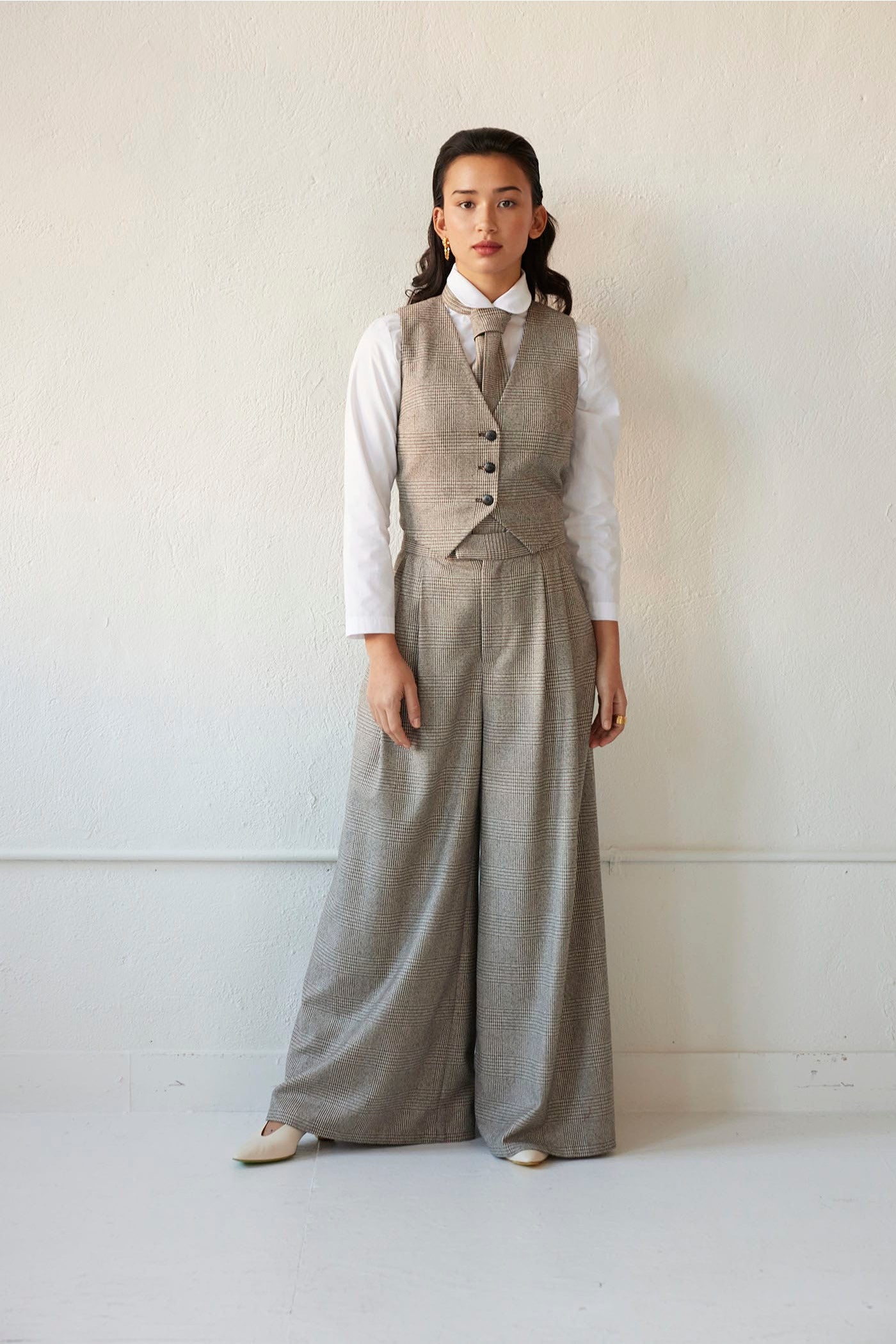Diane Vest in Wool Tops CHRISTINE ALCALAY Chai Plaid Extra Small