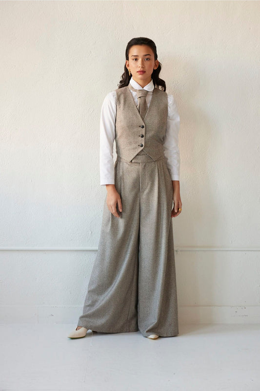 Diane Vest in Wool Tops CHRISTINE ALCALAY Chai Plaid Extra Small