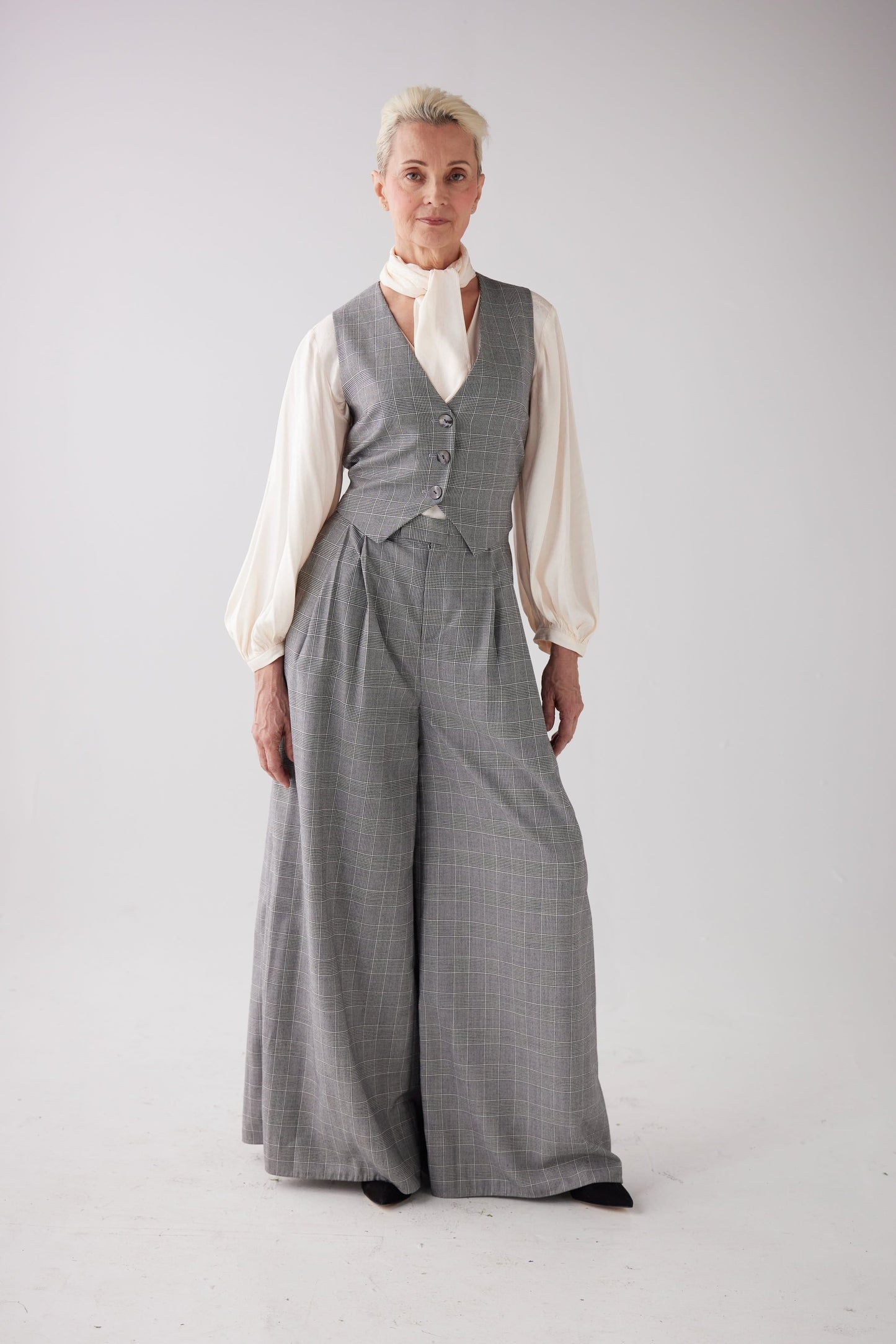 Diane Vest in Black Plaid Tropical Wool Vests CHRISTINE ALCALAY