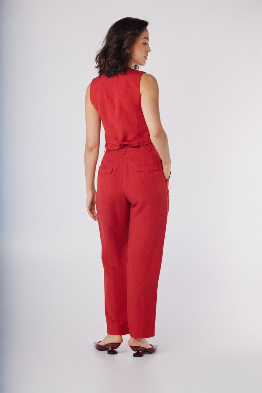 Diane Tailored V Neck Vest in Linen Vests CHRISTINE ALCALAY - 7