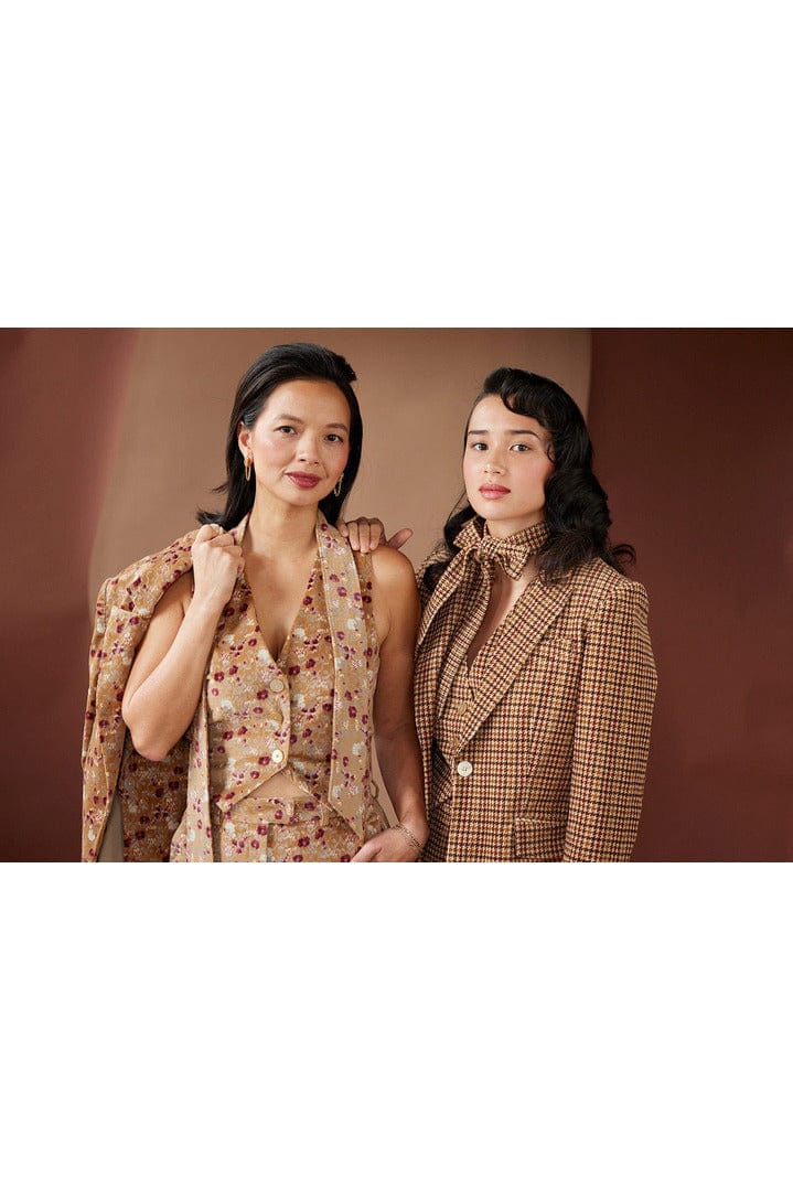 Diane Vest in Italian Houndstooth Corduroy Vests CHRISTINE ALCALAY