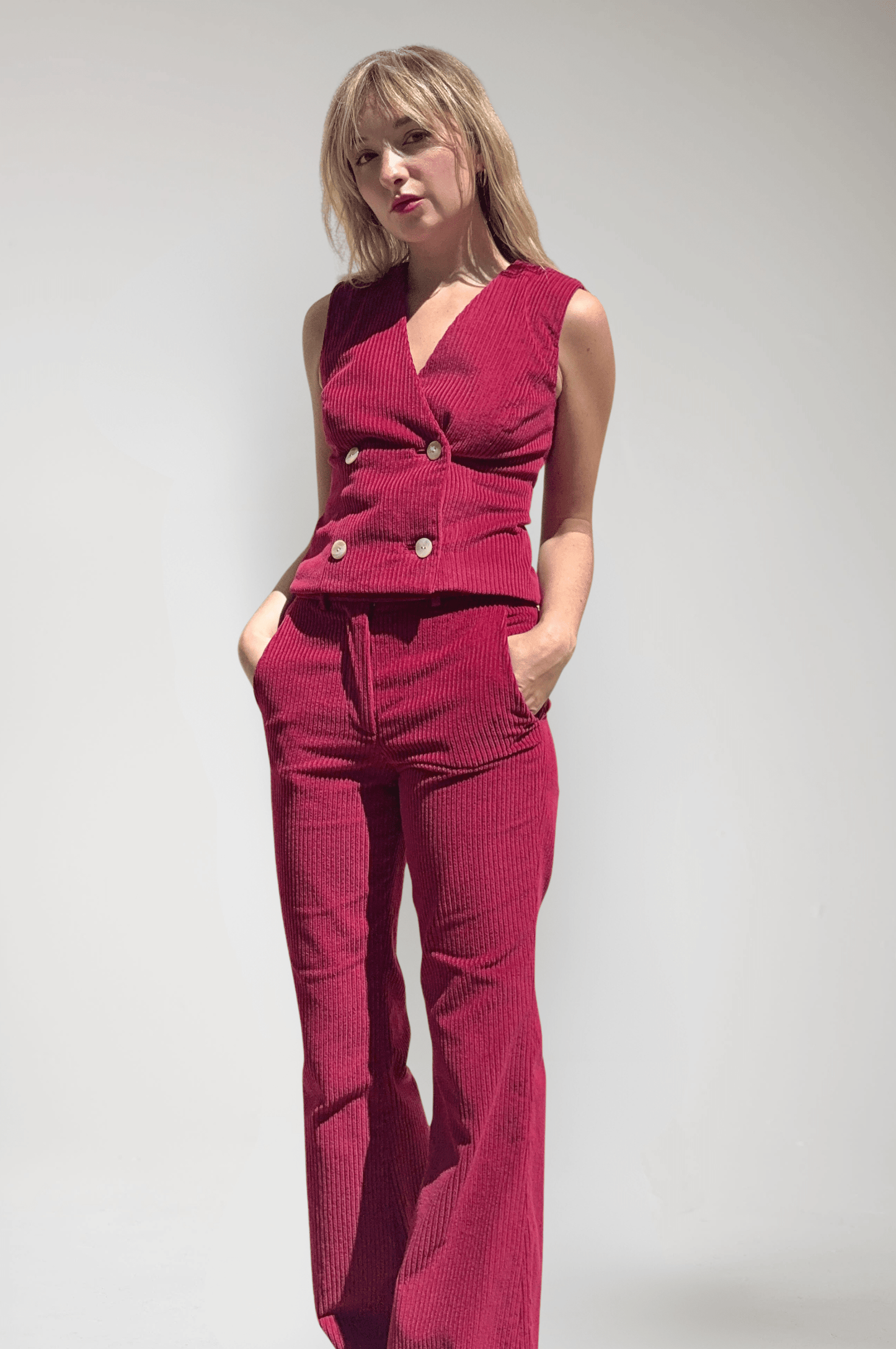 Cody Vest in Corduroy Vests CHRISTINE ALCALAY Dusted Rose Extra Small