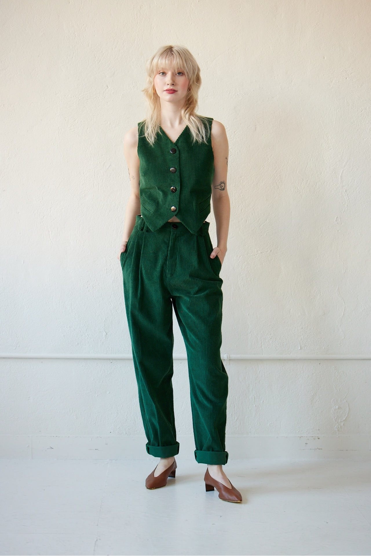 Annie Vest in Corduroy Vests CHRISTINE ALCALAY Pine Corduroy Extra Small