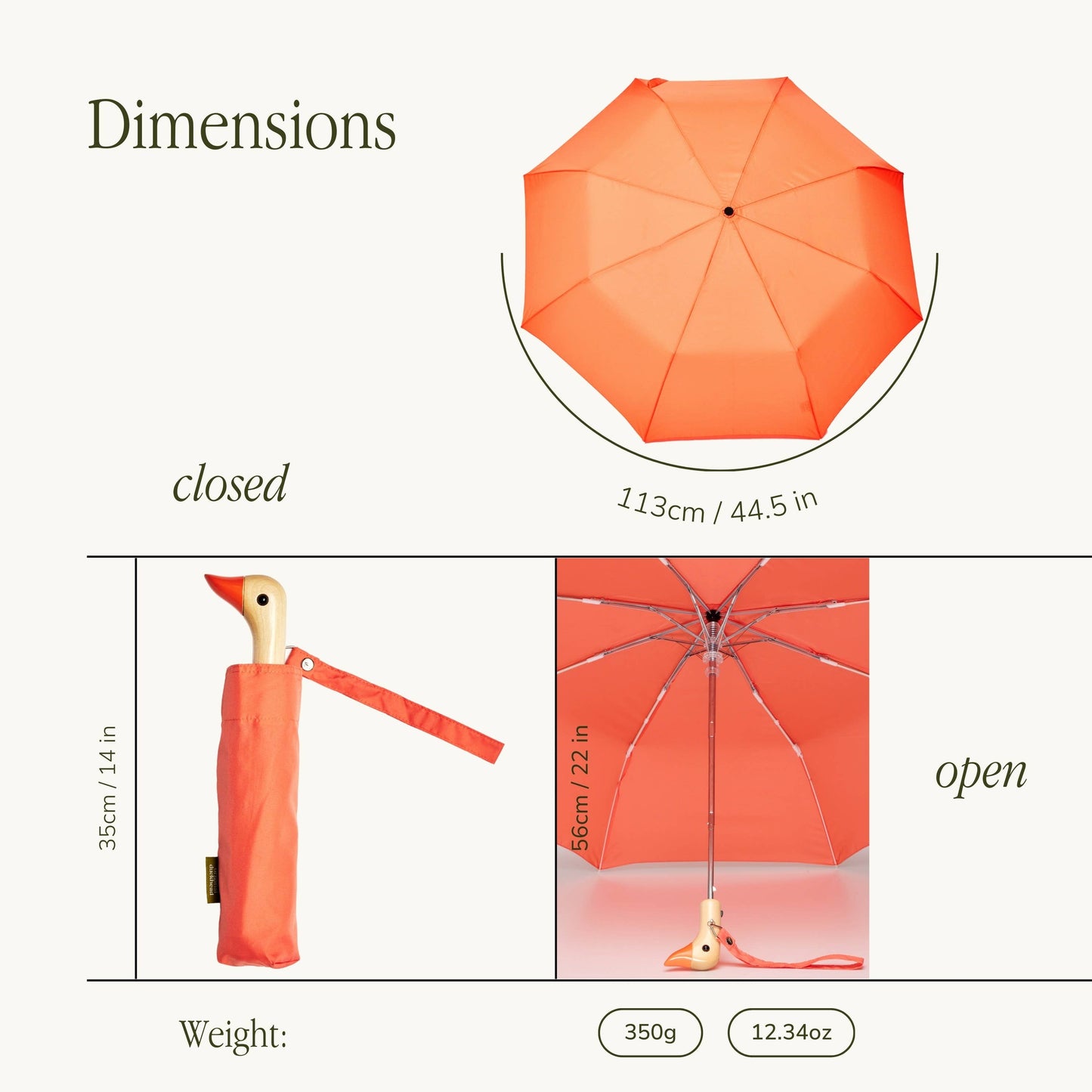 Peach Compact Eco-Friendly Duck Umbrella Umbrellas Original Duckhead USA