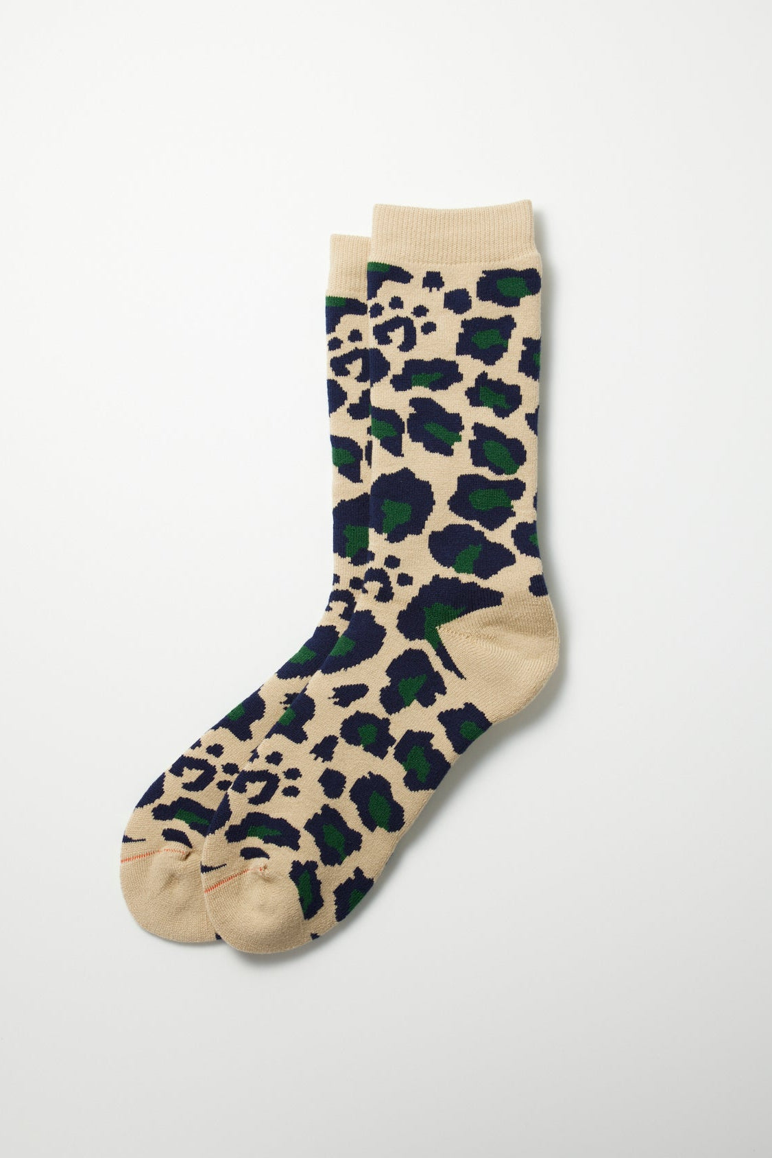 Pile Leopard Crew Socks Socks RoToTo Navy/Green M