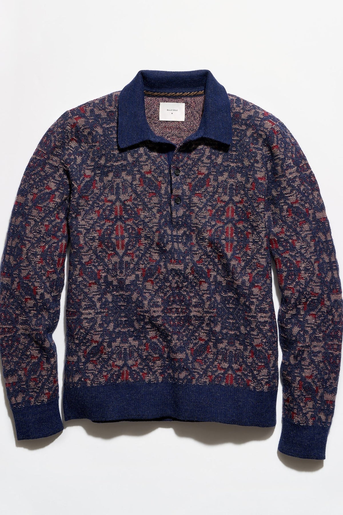 Long Sleeve Tile Jacquard Polo Polos Billy Reid - 3