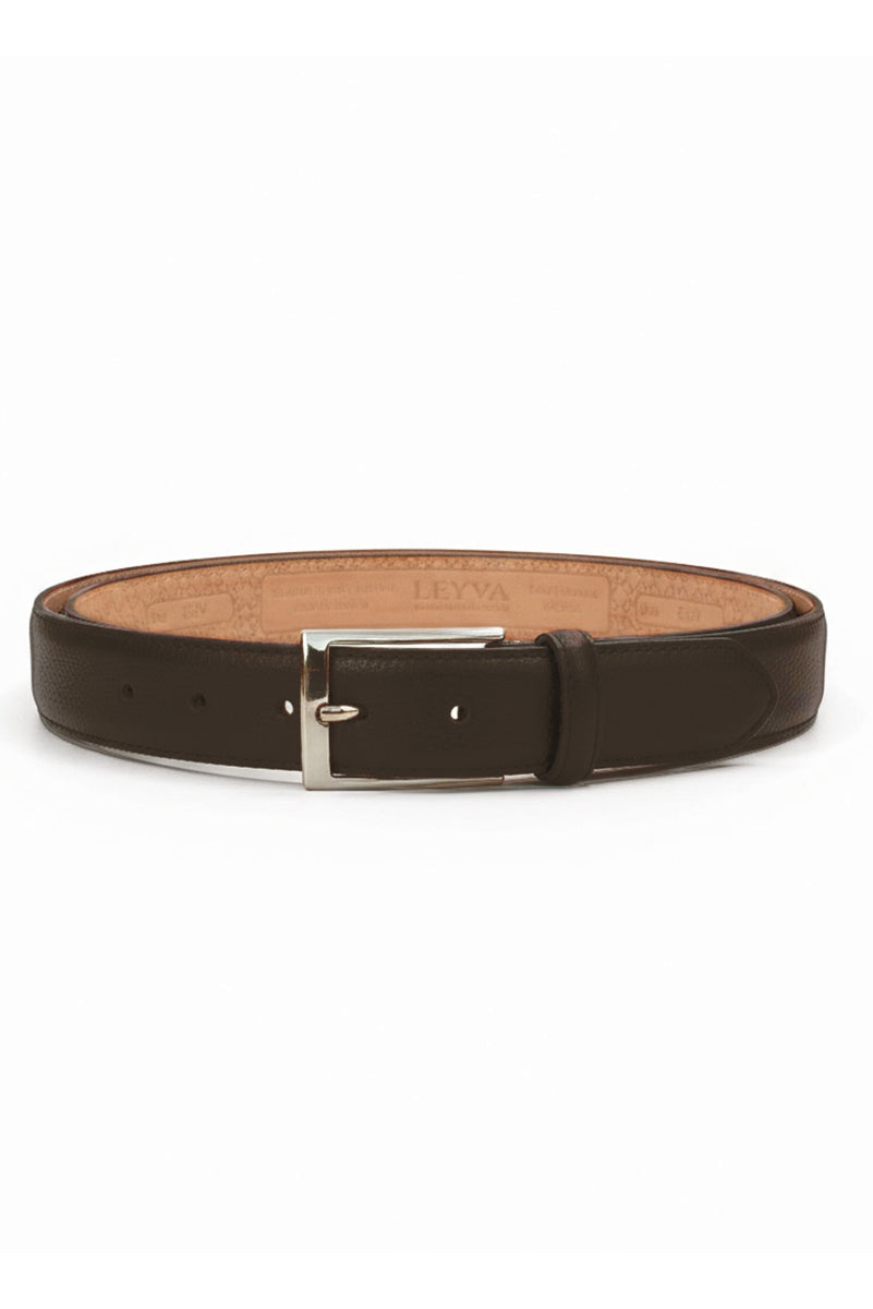 Pebbled Square Buckle Belt Accessories Leyva Brown 32