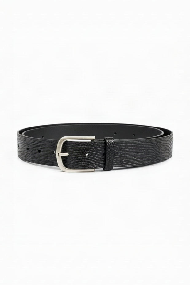 Lizard Printed Leather Belt Belts Orciani Nero 85/30