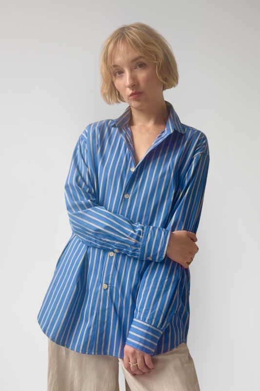 Jose Shirt in Striped Cotton Tops CHRISTINE ALCALAY Sky Stripe XS/S