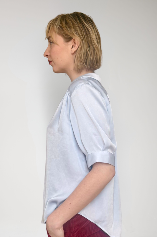 Katherine Blouse in Japanese Charmeuse - Sky Blue Tops CHRISTINE ALCALAY