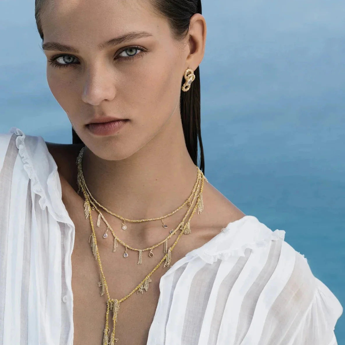 N° 607 Necklace in Gold Grey Jewelry Marie Laure Chamorel
