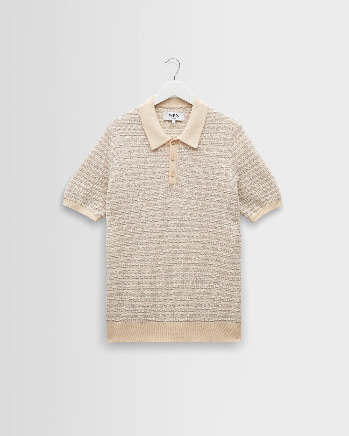 Naples Mini Geometric Knitted Polo Tops Wax London Natural S