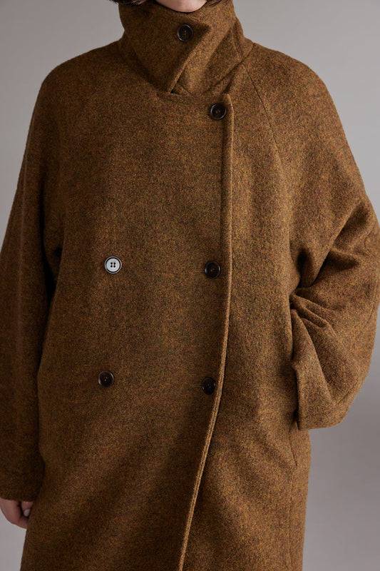 Wool Double-Breasted Long Coat AMENTE