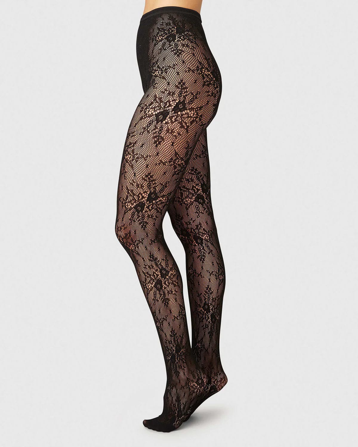 Rosa Lace Tights Socks Swedish Stockings Black S