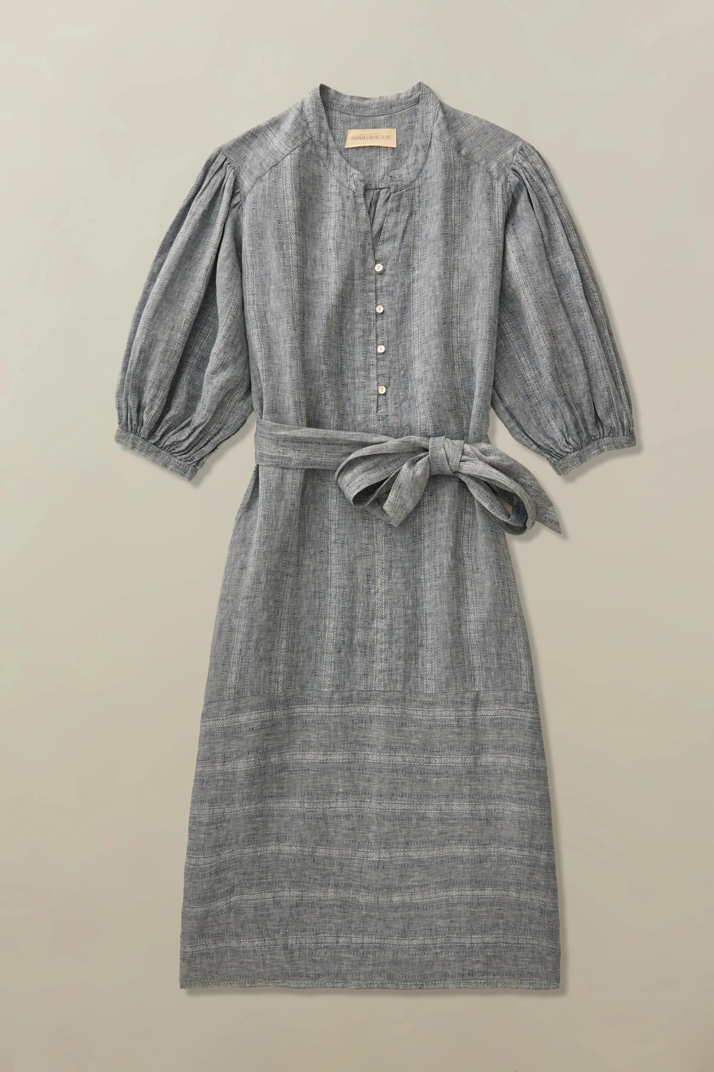 Stripe linen dress with belt