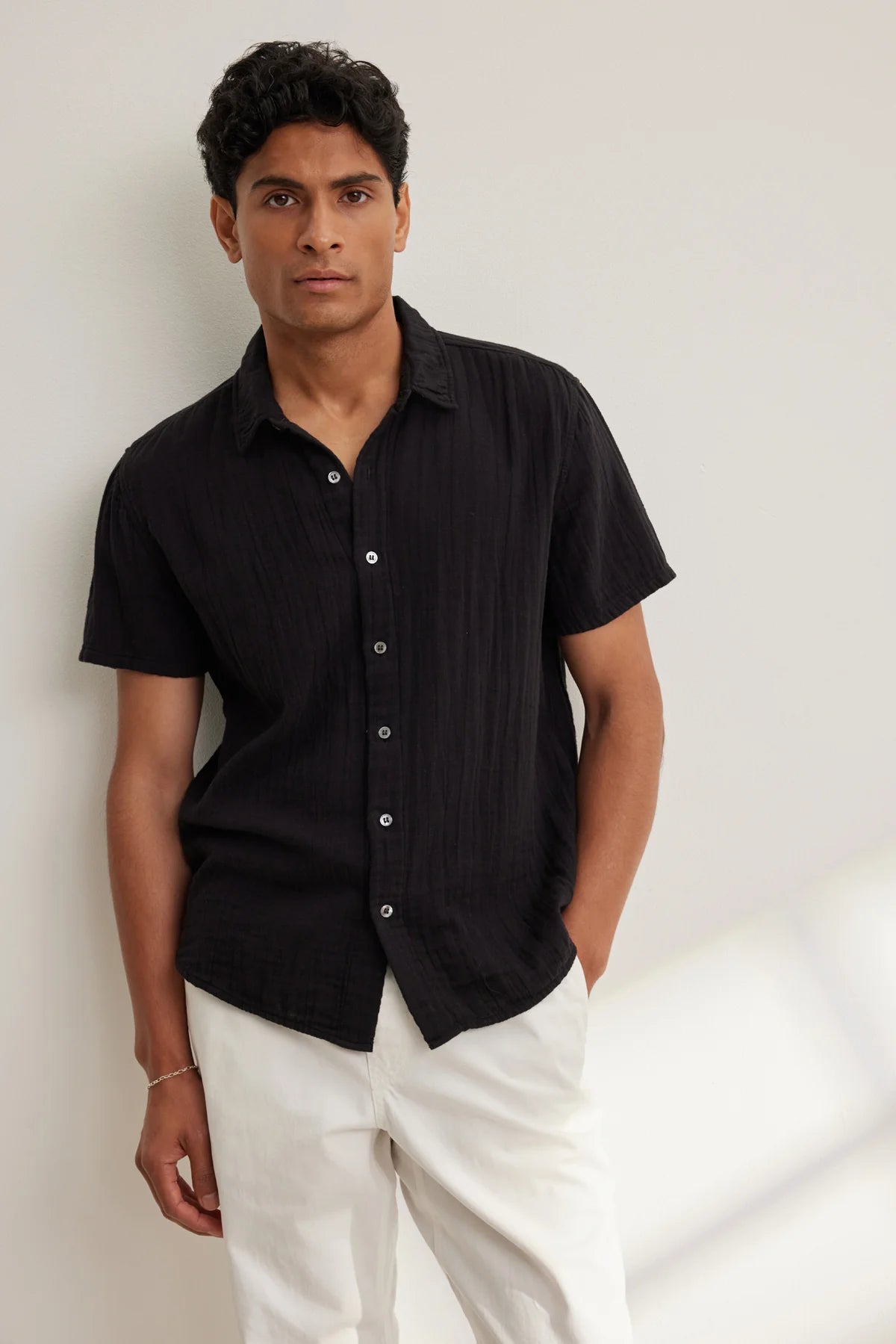 Christian S/S Button Down Tops Velvet by Graham & Spencer Black S