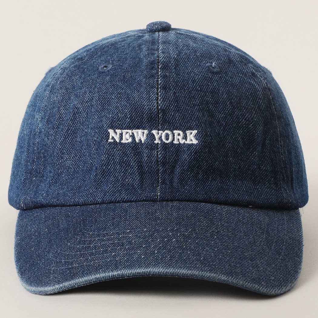 New York Denim Cap Hats Fashion City One Size Dark Denim