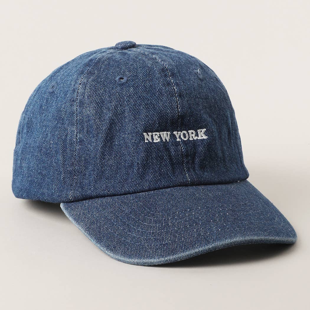 New York Denim Cap Hats Fashion City
