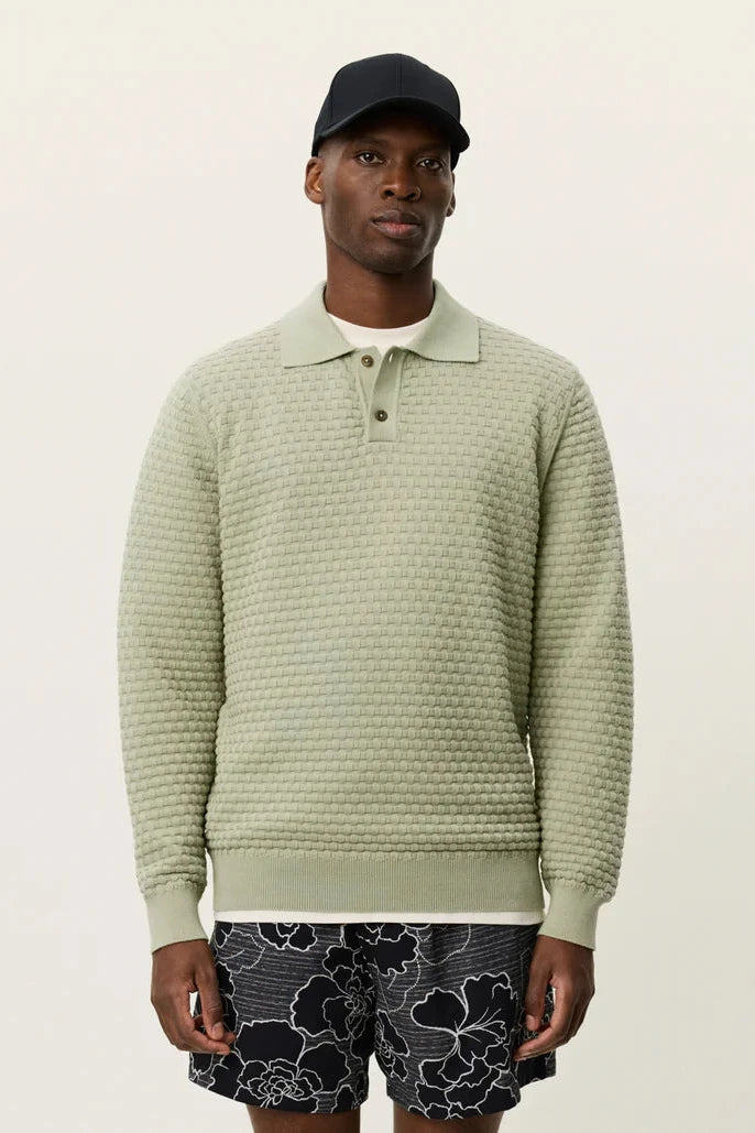 Billy Weave Knitted Long Sleeve Polo Tops Les Deux