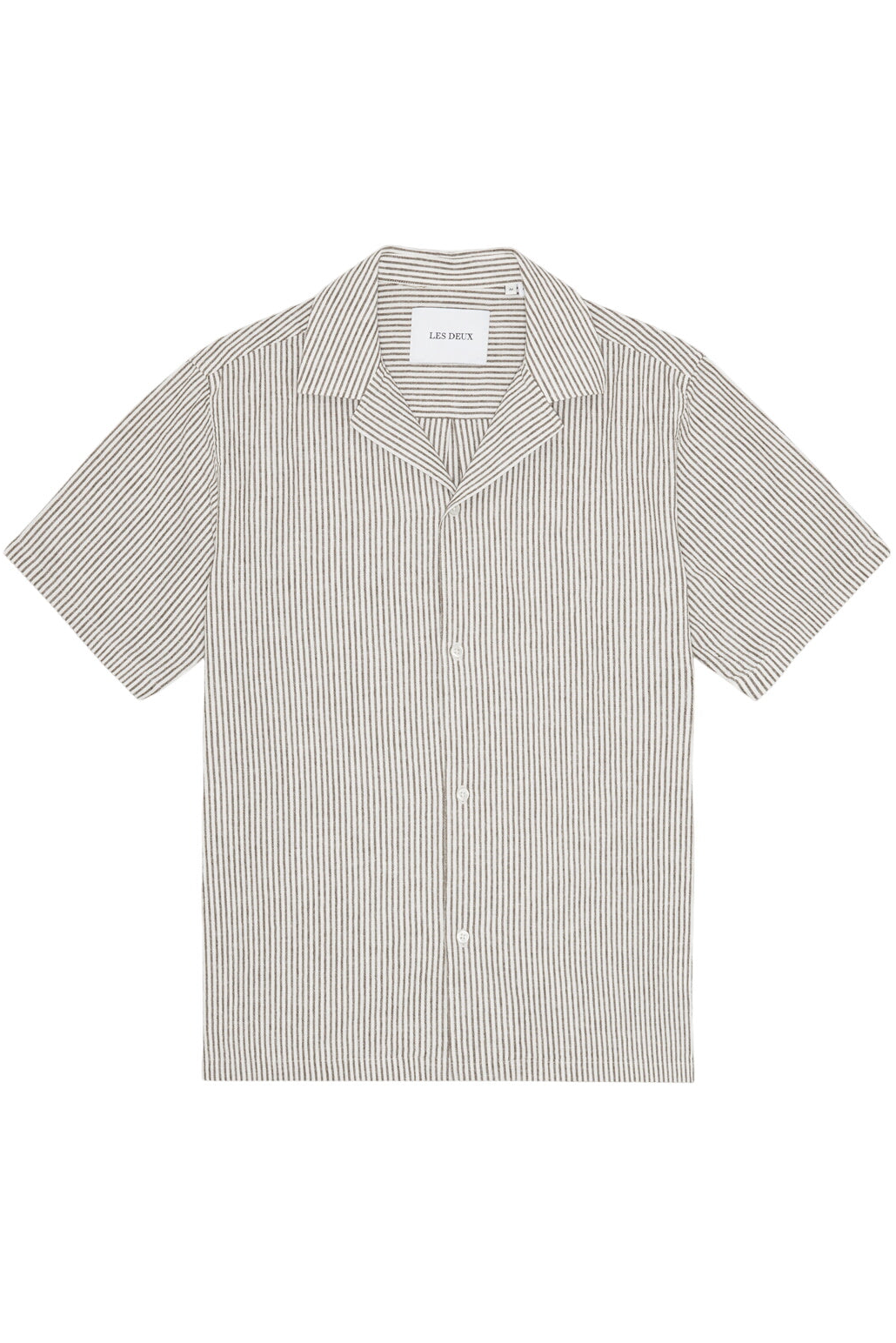 Lukas Stripe Cotton Linen SS Shirt Shirts Les Deux Teak Brown S