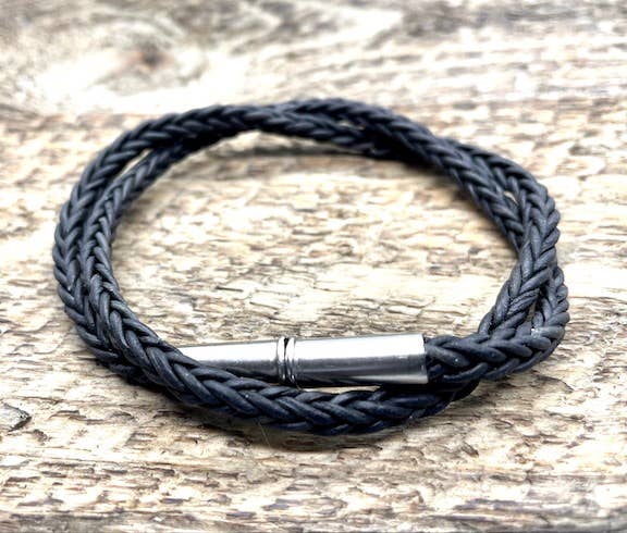 Flint Silver Braided Bracelet *Limited Supply* Jewelry Tres Cuervos Black L
