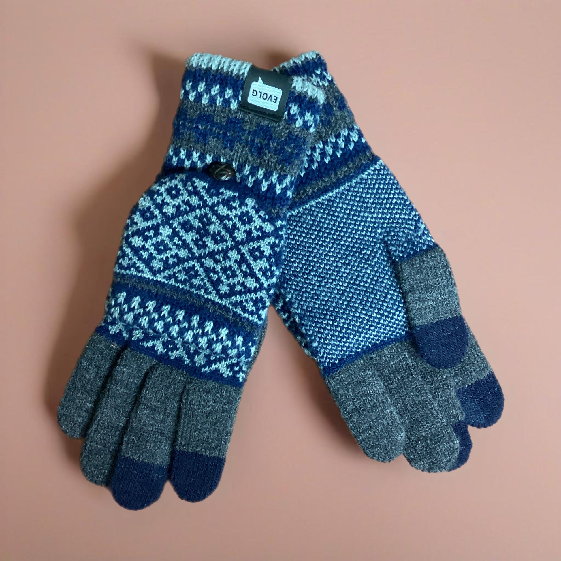 Mit Knit Gloves Gloves Evolg Charcoal x Navy x Gray O/S