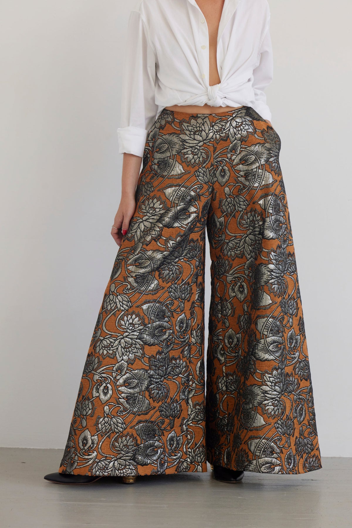 Angela Palazzo Pant in Brocade Pants CHRISTINE ALCALAY - 2
