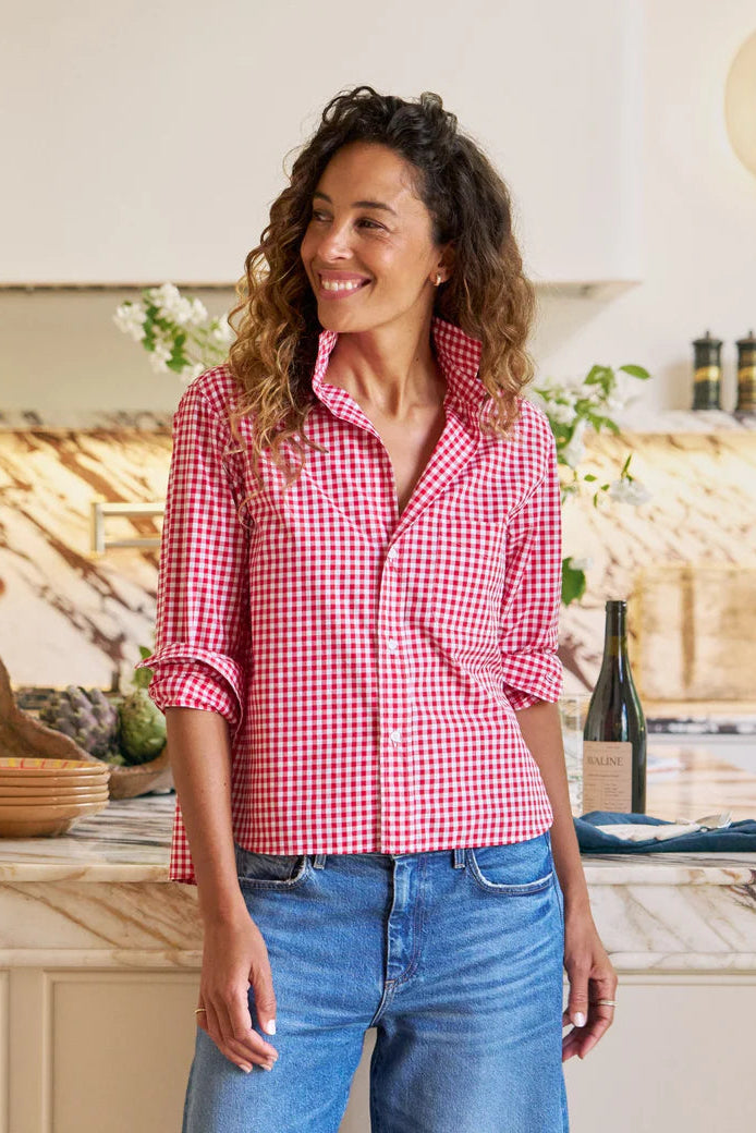Silvio, Untuckable Button-Up Shirt, Italian Cotton Tops Frank & Eileen
