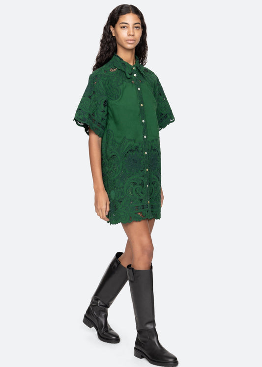 Ceci Embroidery S/S Shirt Dress Dresses SEA NEW YORK GREEN S