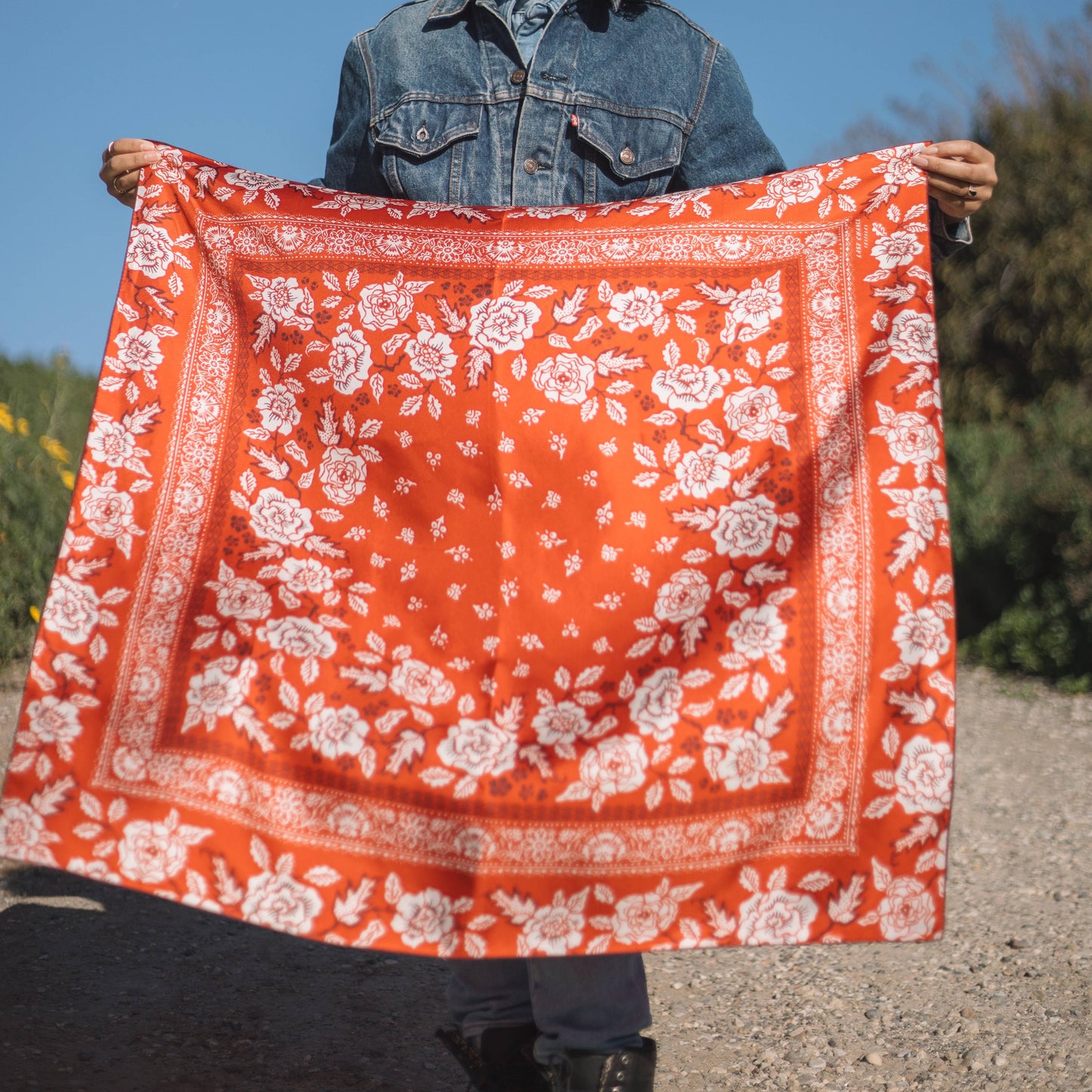 Silk Twill Scarf - Rosey in Red Hot Scarves Last Chance Textiles