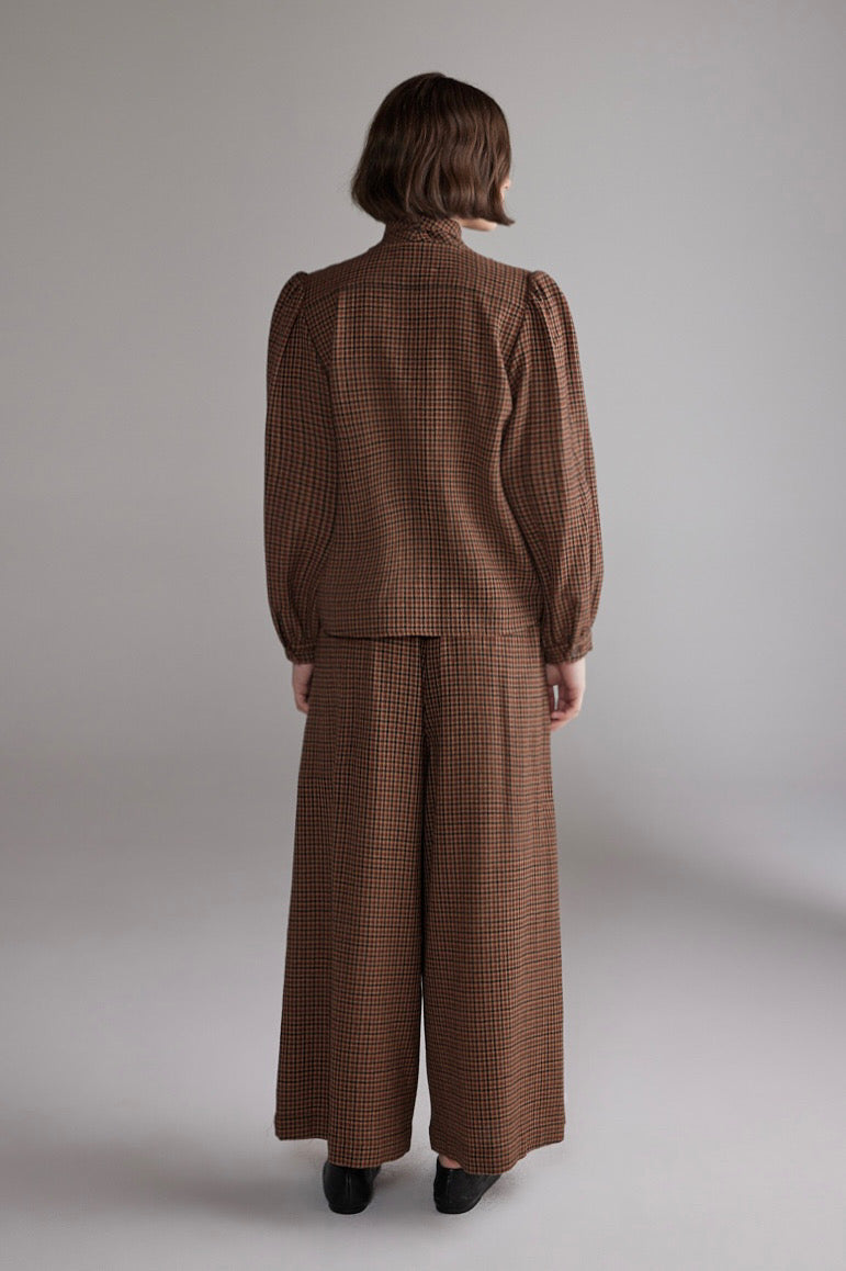 Wool Plaid Wide Pants AMENTE - 5